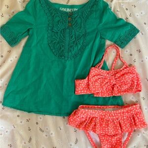 Gymboree Green and Pink Kids Swim Bikini Set